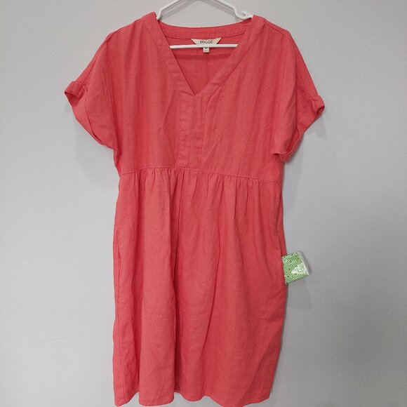 Briggs New York Linen Blend Dress Orange With Pockets, Size S - Picture 2 of 7